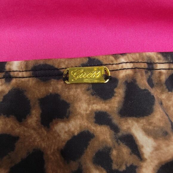 VINTAGE 90s Guess Strappy Halter Neck One Piece Swimsuit Cheetah Print Y2k Brown - Picture 6 of 9